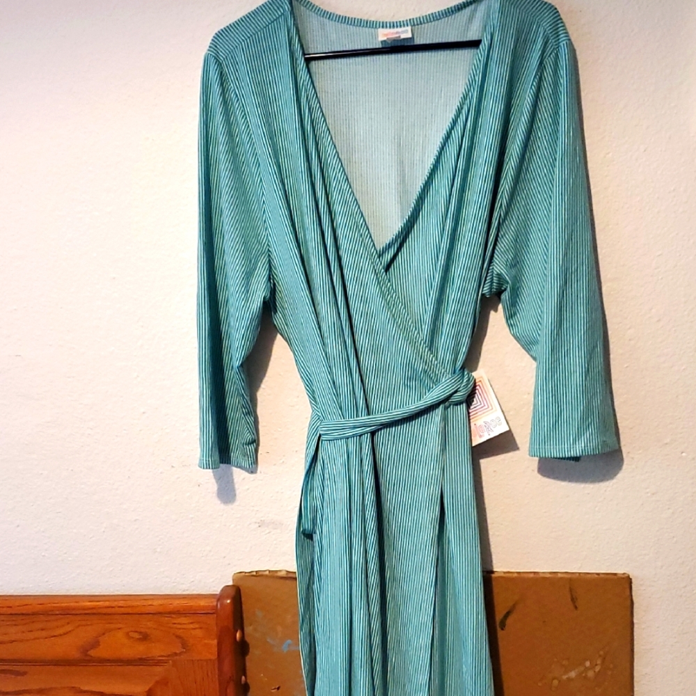 (CH) NWT Michelle Green/white Stripe Wrap Dress